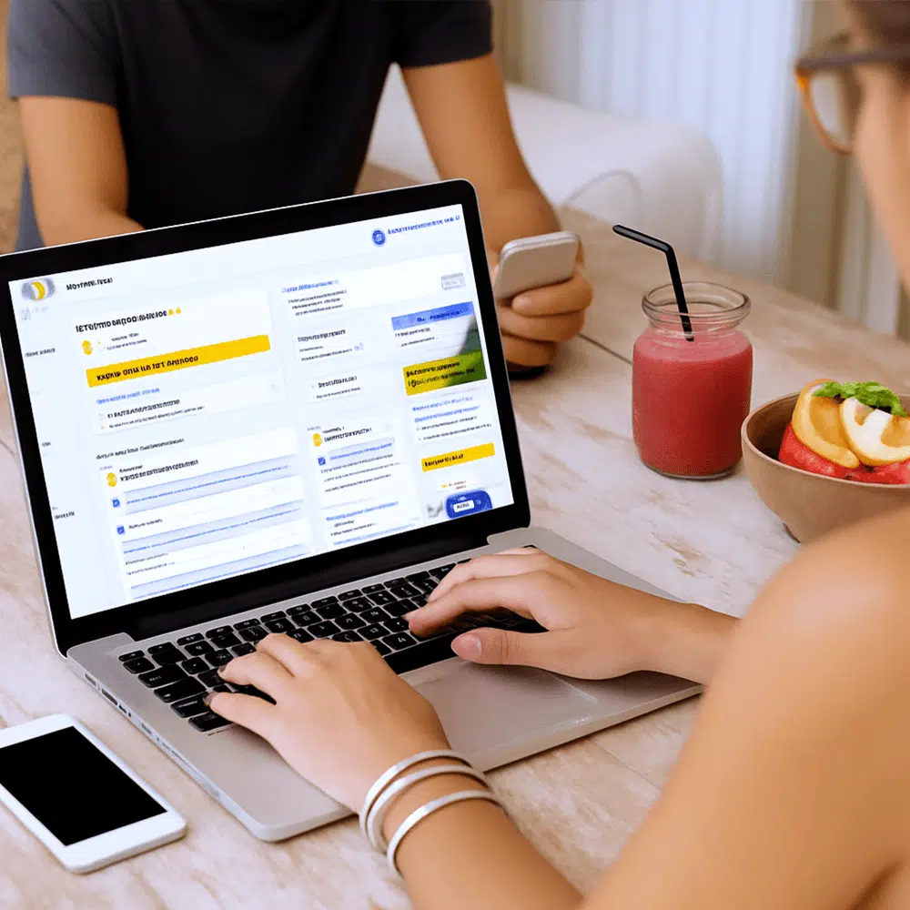 Frau ändert etwas im Kundenportal